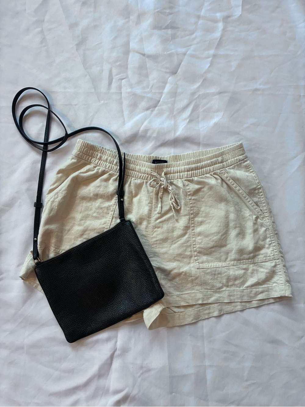 J. Crew Linen Cream Drawstring Shorts
